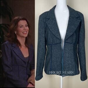 Rare Blue Blazer ASO Lorelai Gilmore Girls Lace Up Back Vintage Office Y2K